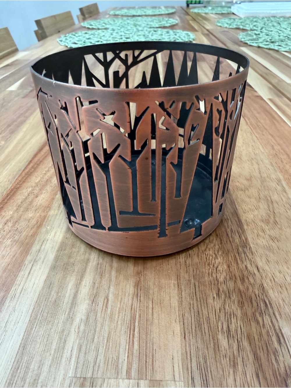 Metal Forest Cutout Candle Holder - Copper bath and body